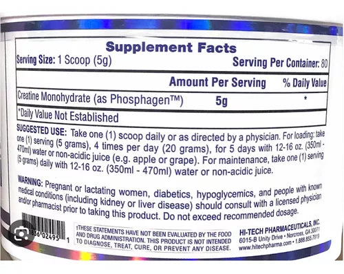 Creatina Monohidratada Hi-Tech Pharmaceuticals – Potencia y Pureza Garantizada ⚡💪